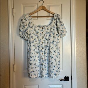 Old Navy Blue Floral Print Blouse